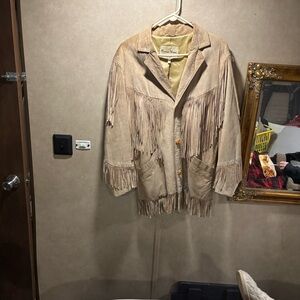 PIONEER Beige Fringe Leather Jacket